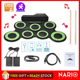 NARIO [ CLEAR STOCK ] Electronic Drum Toy Drum Silicone Drum Portable Drum Foldable Drum Pad Kit Digital Powered by USB