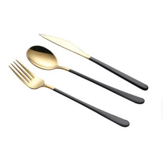 3Pc Tableware Spoon High-Grade Stainless Steel Tableware Knife And Fork Western Steak Black Gold Spoon