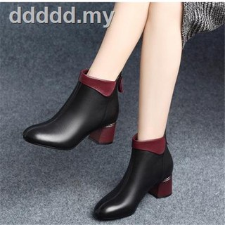 New Women Boots 2019 Autumn High Heels Ankle Shoes Size 35-40 Winter Fashion Office Leather