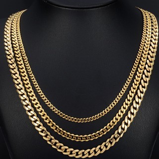 NEW MEN HEAVY 3.5/5/7mm 18K GOLD PLATED MIAMI CUBAN LINK CHAIN