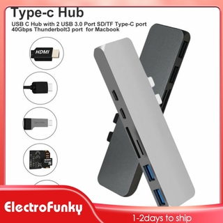 7 in1 Type-C USB-C Hub Dual Aluminum Card Reader Adapter 4K HDMI For MacBook Pro