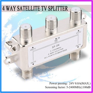【⚡Best price】2way/4 Way 4 Channel Satellite/Antenna/Cable TV Splitter Distributor 5-2400MHz F Type SP-04 Zinc Die-cast Housing