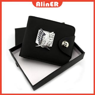 [Ready Stock] Anime Attack on titan PU leather wallet/purse black color w/ wings of liberty