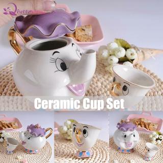 BLT Cute Beauty And The Beast Teapots Mrs Potts Chip Tea Pot Cup Set Xmas Gifts Ceramic Teapots Set