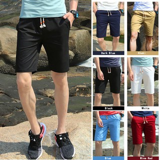 Ready stock 100% Cotton Men Casual Sport Beach Short Pants Plus Size 6 Colors