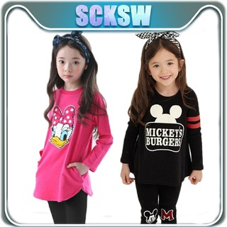 【For 9.9】【12:00-13:00 Shocking】3-7Y Minnie Style Girls Clothing Sets Long Sleeve 2PC Kids Clothes T-shirt and Leggings (1)