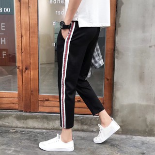 New solid color trend youth casual pants male Slim sports pants student personal