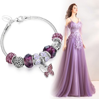 Original design Purple Dream butterfly Diy beaded Crystal Bracelet Women jewelry