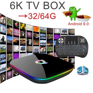 Preinstall Q-Plus 6K 4+64G Android 9.0 TV Box H6 Quad Core With Remote