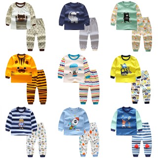 Boys Cartoon Long Sleeved Cotton Pyjamas Set Kids Cute Sleepwear Clothing Set