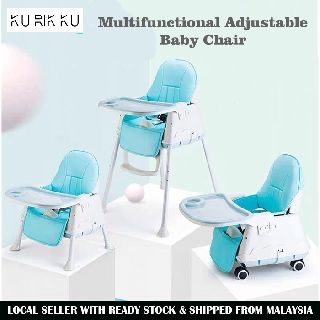 3 In 1 Multifunctional Adjustable Baby Kid Safety Dining High Chair Booster Cushion With Wheel