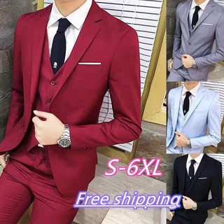 Ready Stock 3 Piece Set Men Business Suit Formal Suits Slim Men Wedding Suits