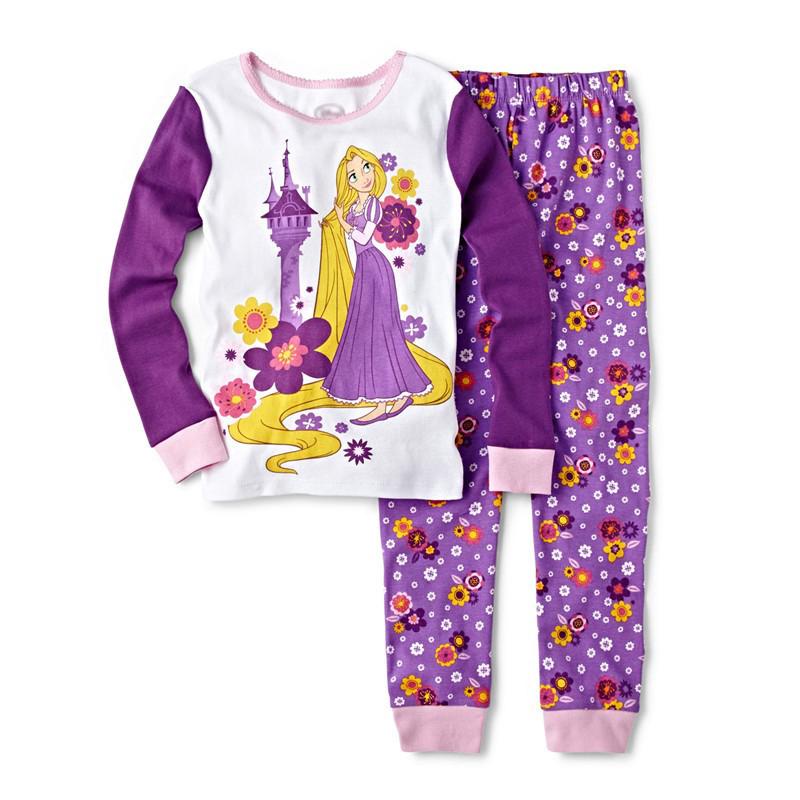 2-7Y Long Sleeve Baby Pyjamas Girls Clothes Sets Sleepwear Kids Clothing 2pcs