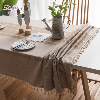 Japanese-style cotton and linen tablecloth round table dining table fabric rectangular tablecloth