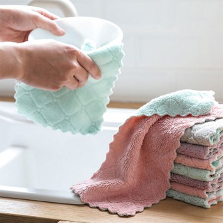 【READY STOCK】 Kitchen Dish Towel Rag Non-stick Oil Double-layer Dish Washing Cloth Kitchen Cleaning Wipes 1 PCS