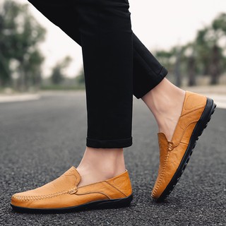 🔥Ready Stock🔥Fashion Male Leather Shoes Casual Men Genuine Leather Shoes Slip On Men Loafers