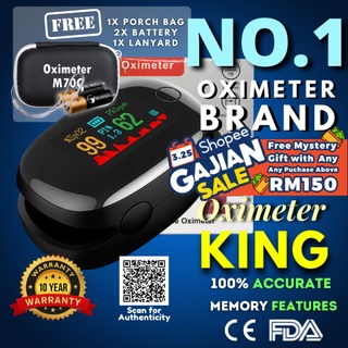 【TOP.1】Surgiplus Pulse Oximeter King M70C Accurate & Fast Spo2 Reading Oxygen Meter Monitor with 10 Years Warranty