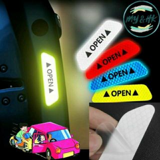 [4pcs=1set] Car Door Open Reflective Sticker Safety Tape Auto Decal Warning Sign Myvi Axia Bezza Alza Saga X70 city Vios