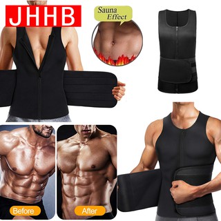 Men Hot Sweat Vest Neoprene Sauna Suit Waist Trainer Zipper Body Shaper with Adjustable Workout Tank Top