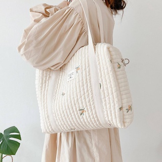 Mommy bag, bear portable large-capacity mother and baby bag, shoulder messenger embroidered mother bag