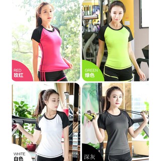 Plus size Female sport fitness T-shirt yoga running workout Top