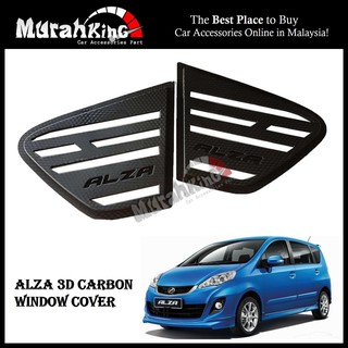 Perodua Alza 3D Carbon Triangle Mirror Panel Rear Side Car Window Cover 2 pieces