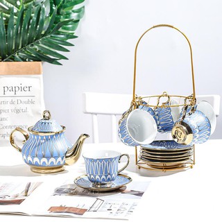 High Tea 13 pcs of European ceramic cups, gold-plated tea cup and saucer set, afternoon tea hi-tea hi tea high tea set