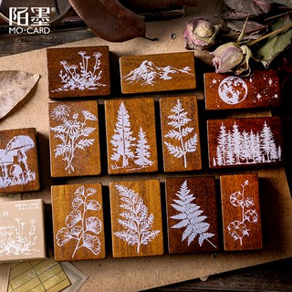 Vintage Forest Plants moon decoration stamp wooden rubber stamps for scrapbooking stationery DIY craft standard stamp