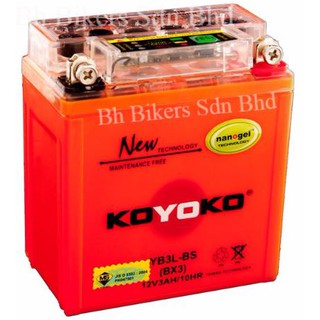 KOYOKO MOTORCYCLE BATTERY YB3L-BS (BX3) 12V3AH/10HR