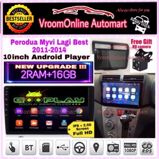 Android Player 10 inch IPS 2.5D full HD screen with player casing (free camera)Perodua Myvi Lagi Best 2011-2014