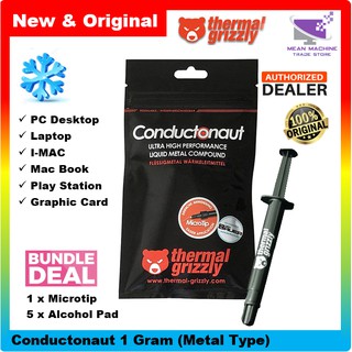 Thermal Grizzly Conductonaut Thermal Grease Paste 1g/5.5g Liquid Metal (Addon Alcohol Pad)
