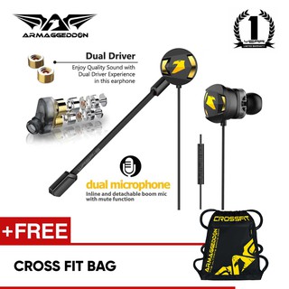 Armaggeddon WASP-5 Gaming Earphones with Dual Driver & Microphone Detachable Microphone [Free Cross Fit Bag]