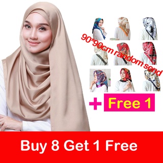 Genuine Silk Satin Shawls Smooth Matte Luxe Tudung Bawal Women Dress Scarf Plain Hijab Long Headscarf Large Scarves Pashmina free gift