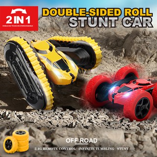 2.4G double side Stunt Car 360 degree anti-collision LED light RC drifter car children's toy remote control car 2 in 1 amphibious stunt vehicle