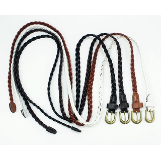 Thin Knit Canvas Plain Webbing Metal Buckle Woven Stretch Waist Belt For Women Dress Adornment Wide Stretch Buckle