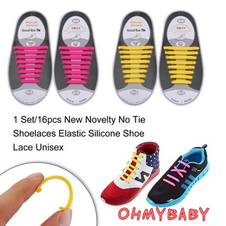 【OMB】1 Set/16pcs New Novelty No Tie Shoelaces Elastic Silicone Shoe Lace Unisex (1)