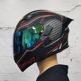 Dual lens motorcycle helmet Moto flip up helmet