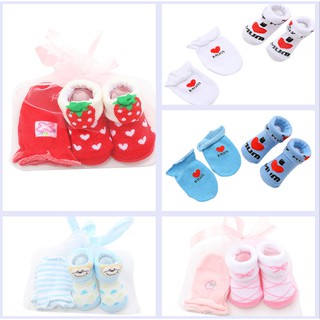 2PCS/Set 0-18M Baby Printed High Tube Cotton Socks+ Gloves