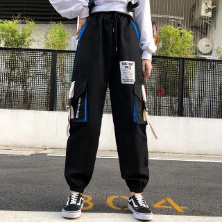 2019 Korean work pants Cargo pants Multi Pockets Casual baggy pant For Women cargo military pants Long Trousers