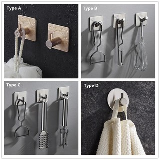🔥Adhesive Hook Heavy Duty Wall Hook Aluminum alloy Strong Sticky wall Hanger Stainless steel hook for Bathroom Kitchen Organizer hook (1)