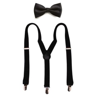 suspender and bow tie satin set for adult