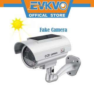 EVKVO - Fake Camera Dummy Camera Solar Power Dummy Camera Security Waterproof Outdoor Indoor Bullet LED Light Monitor CCTV Surveillance Camera