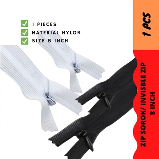 8" Invisible Zipper/Zip Sembunyi Jahit Pakaian Craft Mudah Murah Kemas Berkualiti Material Nylon 1 Pieces