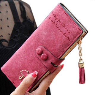 Women Matte Card Holder Leather Long Wallet