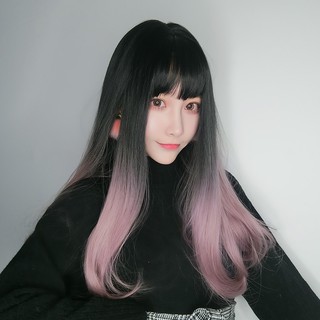 Women Natura Black pink gradient wig