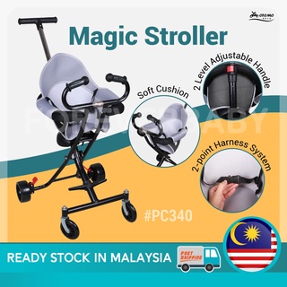 [10.10 SALES] OTOMO Kids Magic Stroller with 4 Wheels & Easy to Foldable Adjustable Handle 2 Level Can Be Adjustable