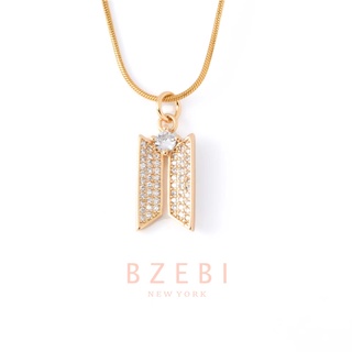 BZEBI Gold Plated BTS Army Pendant Necklace Zircon (1)