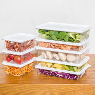 Plastic Clear Refrigerator Food Storage Container With Sealed Lid For Kitchen Food Organizer Box