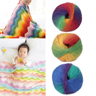 1Ball 50g Hand-woven Rainbow Colorful Crochet Cashmere Wool Blend Yarn Knitting (1)