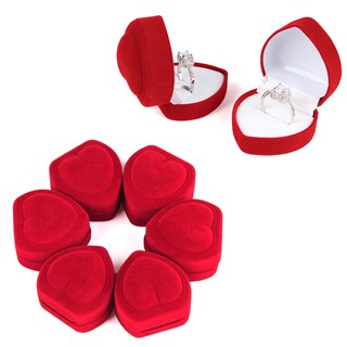 FT Mini Cute Red Heart Shaped Velvet Ring Box